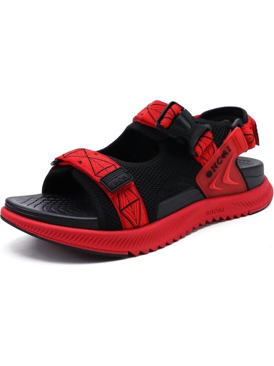 Men\'s Red Arch Support Mesh Athletic Thick Rubber Soles Hiking Sandal Shoes main image 6